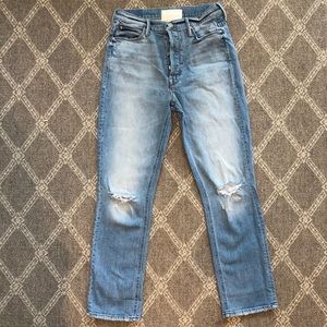 Mother Light Wash Straight Leg Jeans